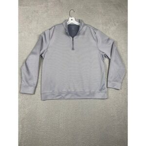 Hickey Freeman Mens XL Blue White Striped Quarter Zip Pullover Performance Shirt